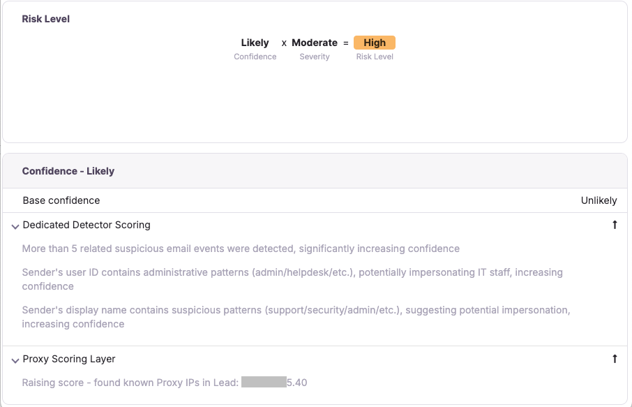 Microsoft Teams Phishing Attempt Scoring Layers in Hunters Next Gen SIEM