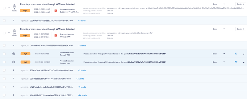 WMI threat clustering