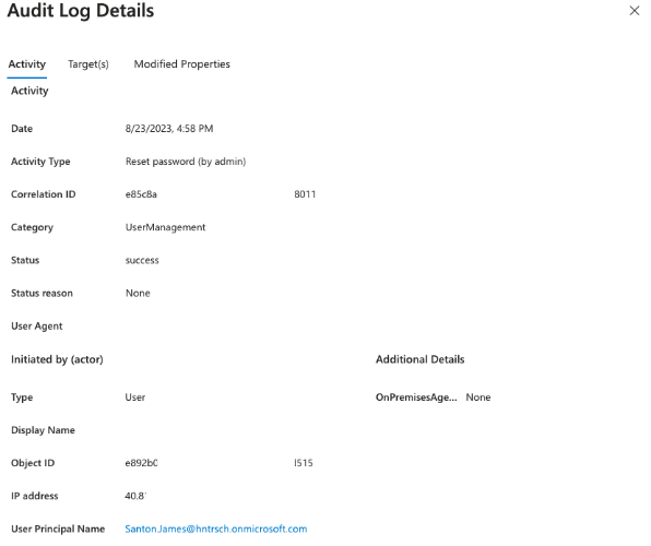 azure audit log password reset by administrative user